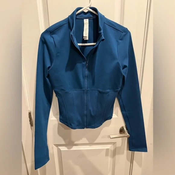 Alo Yoga Airbrush Corset Full Zip Jacket Size M Eclipse Blue - Picture 12 of 14